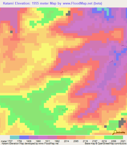 Katami,Yemen Elevation Map