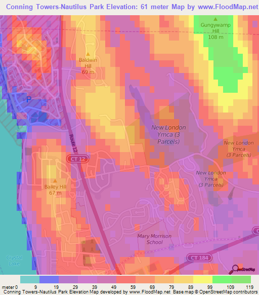 Conning Towers-Nautilus Park,US Elevation Map