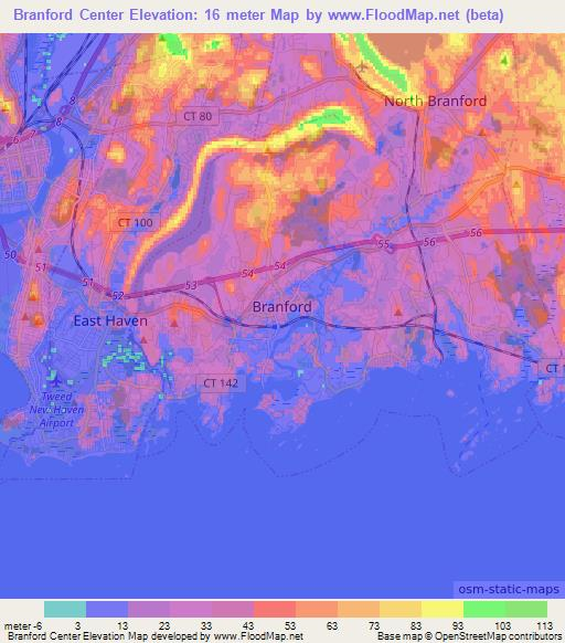 Branford Center,US Elevation Map