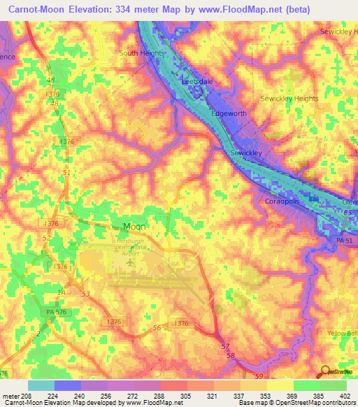 Carnot-Moon,US Elevation Map