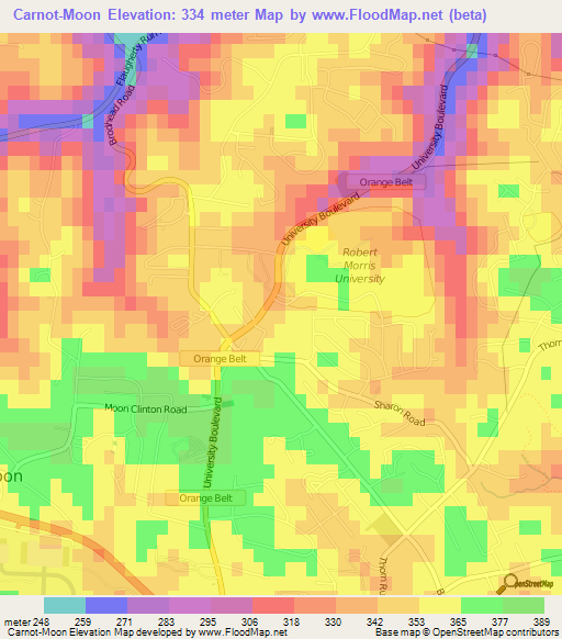 Carnot-Moon,US Elevation Map