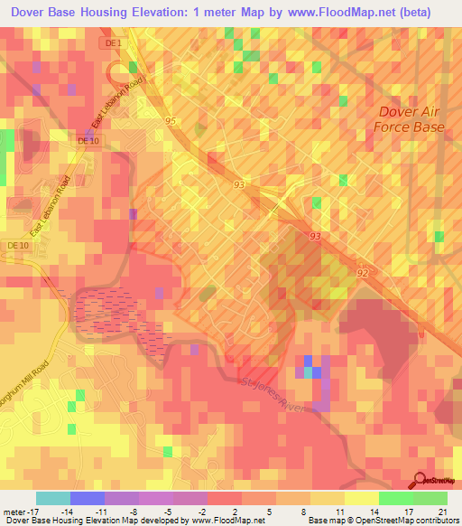 Dover Base Housing,US Elevation Map