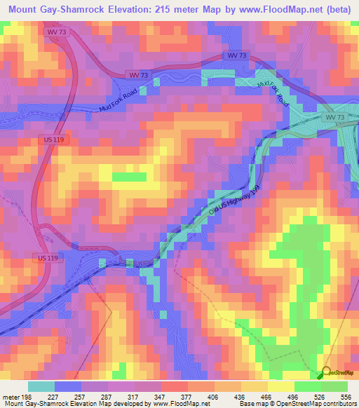 Mount Gay-Shamrock,US Elevation Map