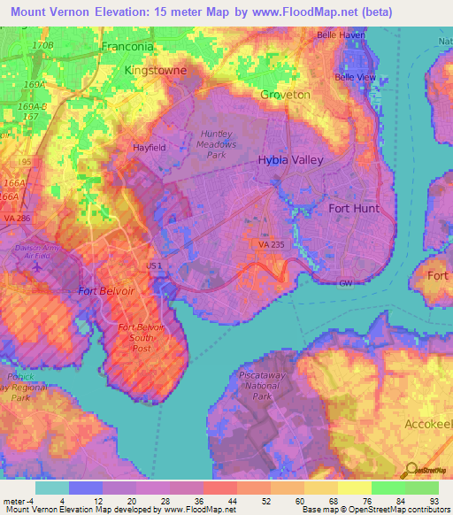 Mount Vernon,US Elevation Map