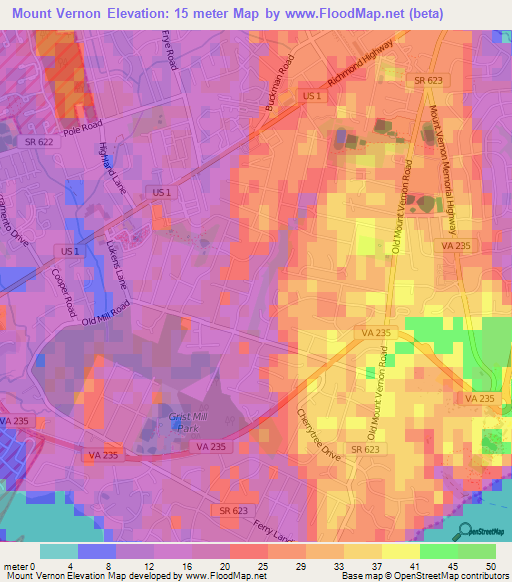 Mount Vernon,US Elevation Map