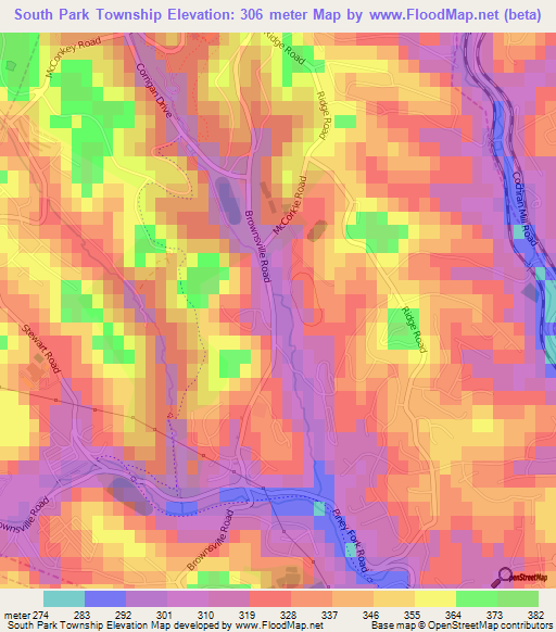 South Park Township,US Elevation Map