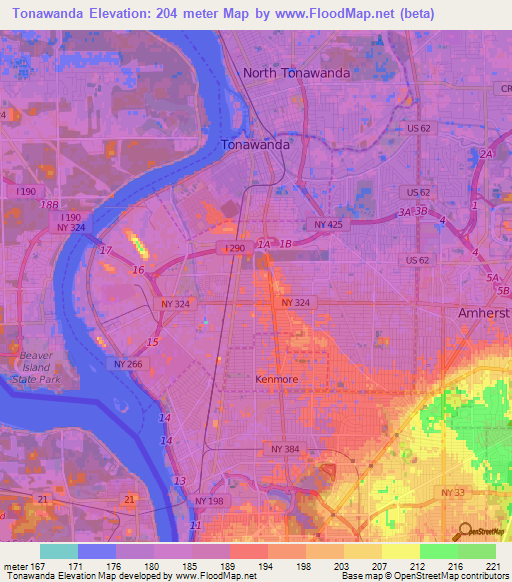 Tonawanda,US Elevation Map