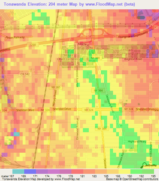 Tonawanda,US Elevation Map