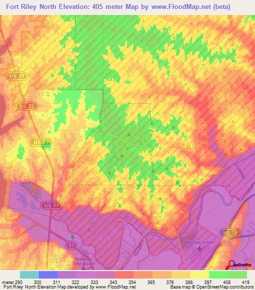 Fort Riley North,US Elevation Map