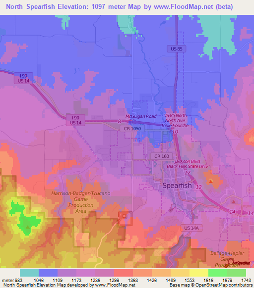 North Spearfish,US Elevation Map