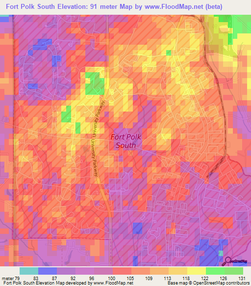 Fort Polk South,US Elevation Map