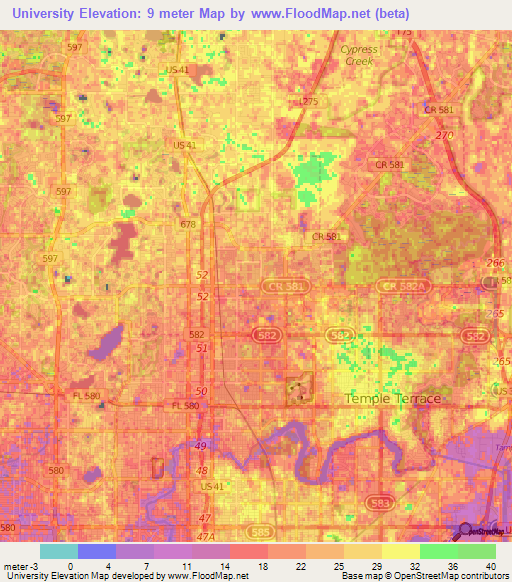 University,US Elevation Map