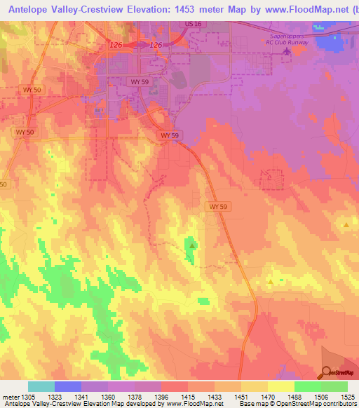 Antelope Valley-Crestview,US Elevation Map