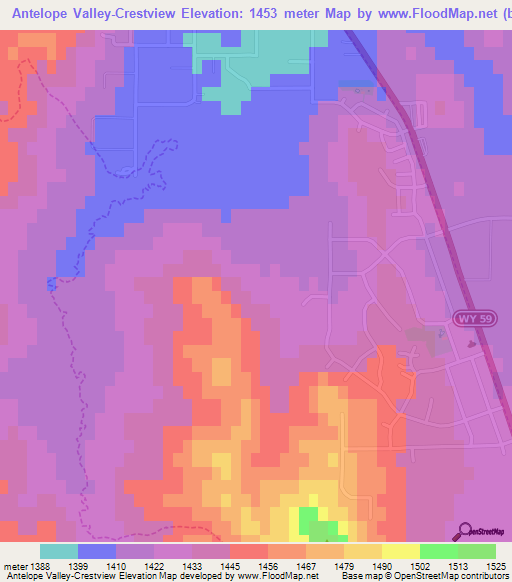 Antelope Valley-Crestview,US Elevation Map