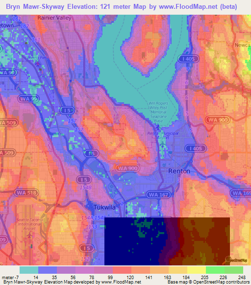 Bryn Mawr-Skyway,US Elevation Map