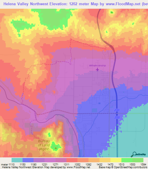 Helena Valley Northwest,US Elevation Map