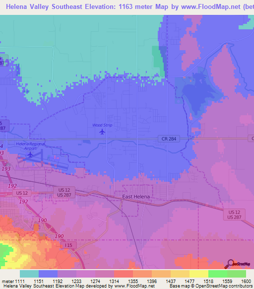 Helena Valley Southeast,US Elevation Map