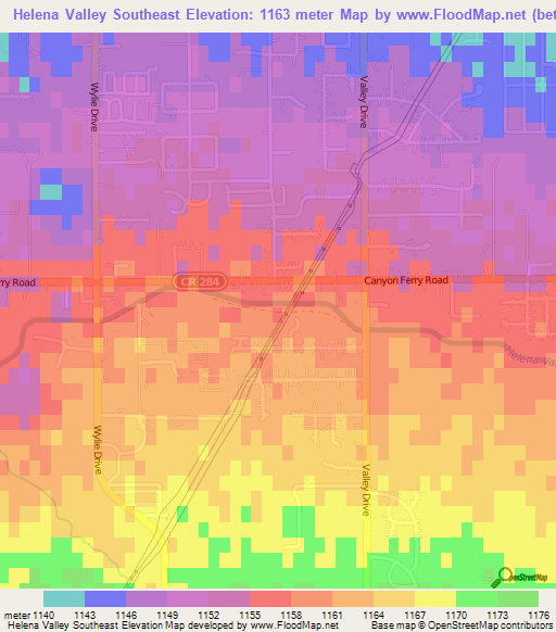 Helena Valley Southeast,US Elevation Map