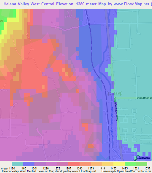 Helena Valley West Central,US Elevation Map