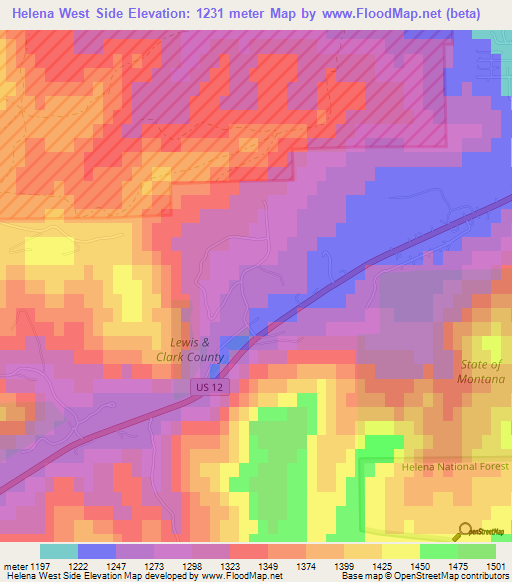 Helena West Side,US Elevation Map