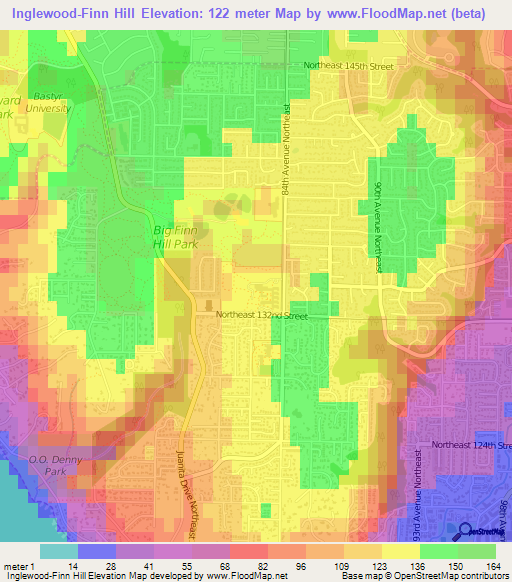 Inglewood-Finn Hill,US Elevation Map