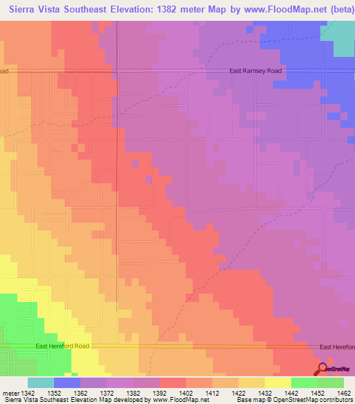 Sierra Vista Southeast,US Elevation Map