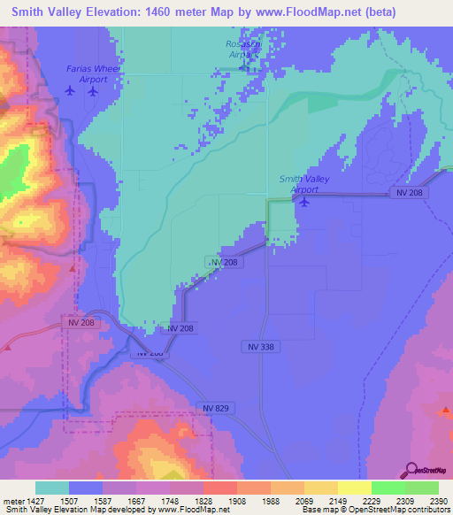 Smith Valley,US Elevation Map