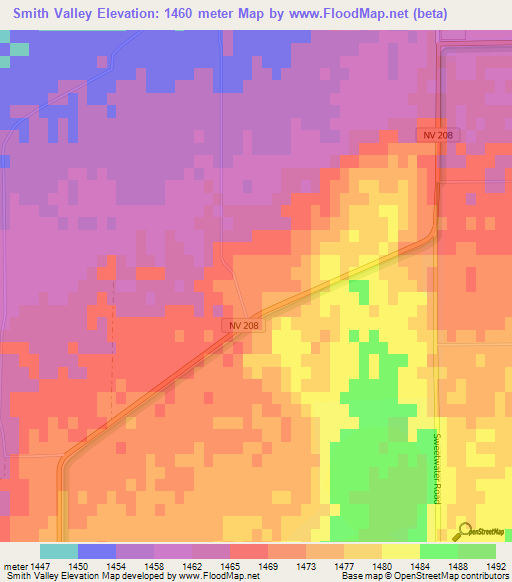 Smith Valley,US Elevation Map