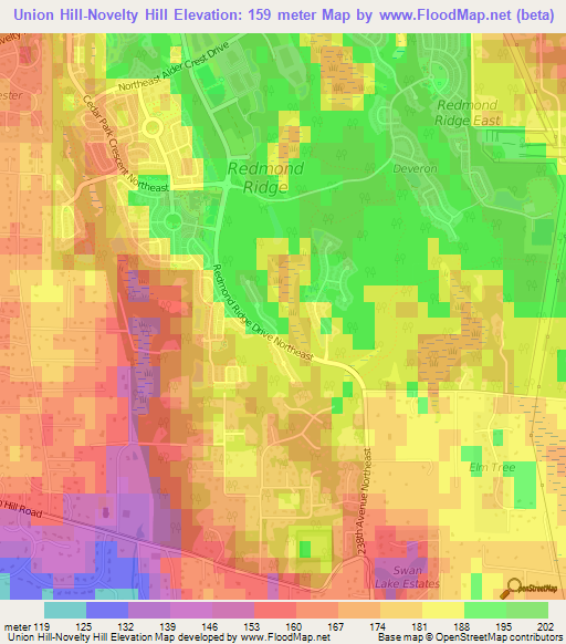 Union Hill-Novelty Hill,US Elevation Map