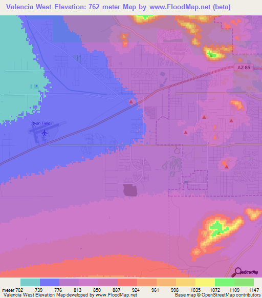 Valencia West,US Elevation Map