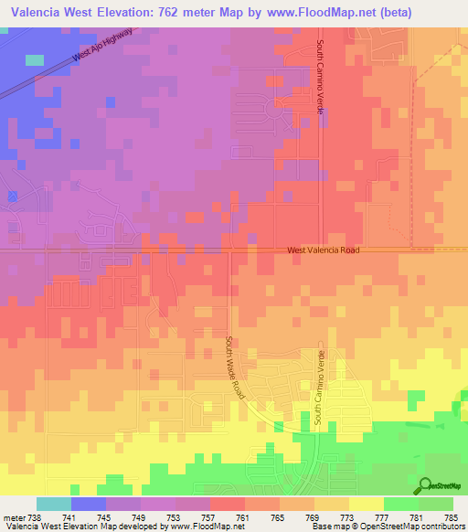 Valencia West,US Elevation Map