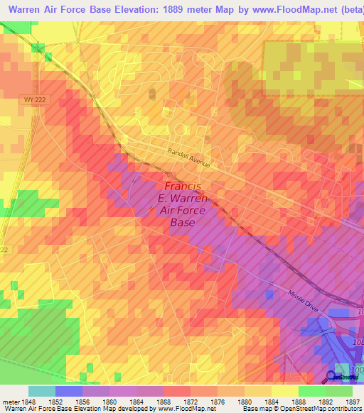 Warren Air Force Base,US Elevation Map