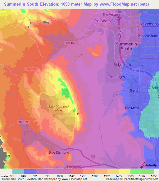 Summerlin South,US Elevation Map