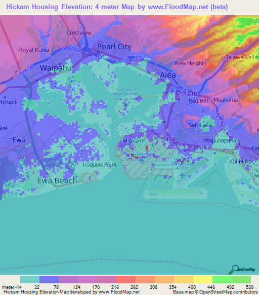 Hickam Housing,US Elevation Map