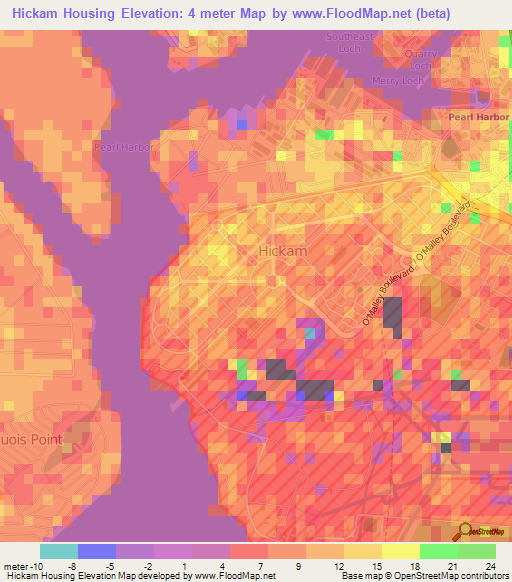 Hickam Housing,US Elevation Map