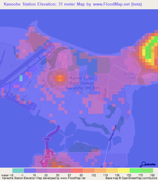 Kaneohe Station,US Elevation Map