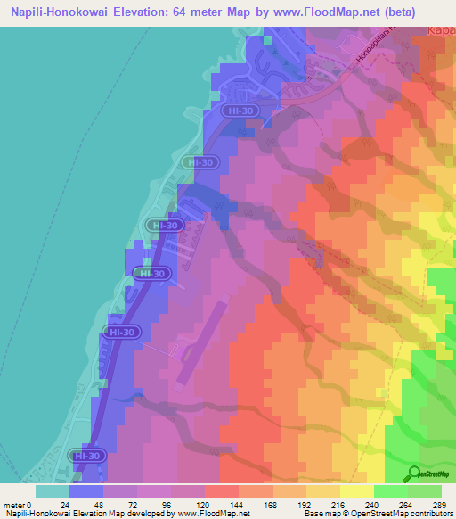 Napili-Honokowai,US Elevation Map