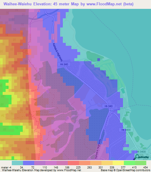 Waihee-Waiehu,US Elevation Map