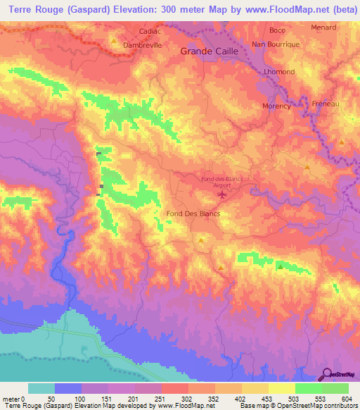 Terre Rouge (Gaspard),Haiti Elevation Map