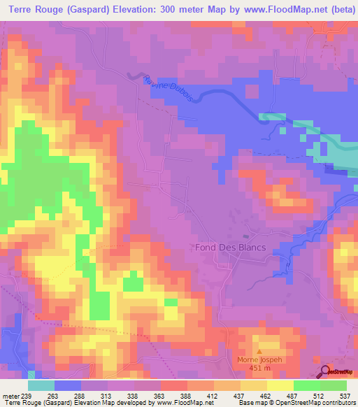 Terre Rouge (Gaspard),Haiti Elevation Map