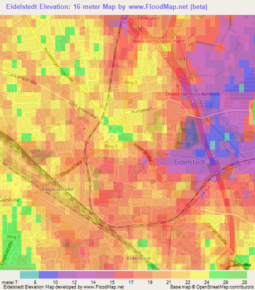 Eidelstedt,Germany Elevation Map