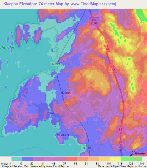 Klaeppa,Sweden Elevation Map