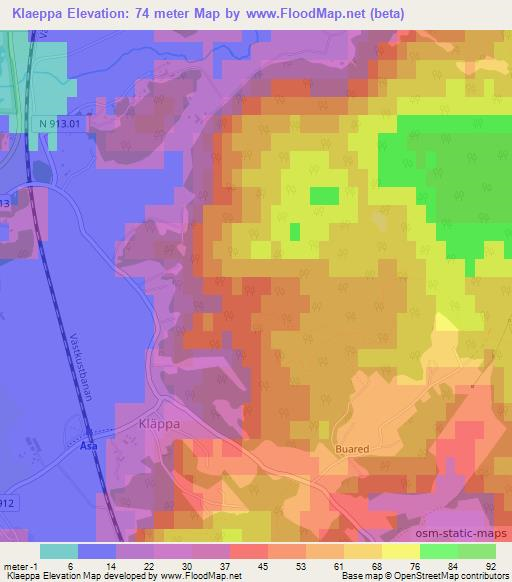 Klaeppa,Sweden Elevation Map