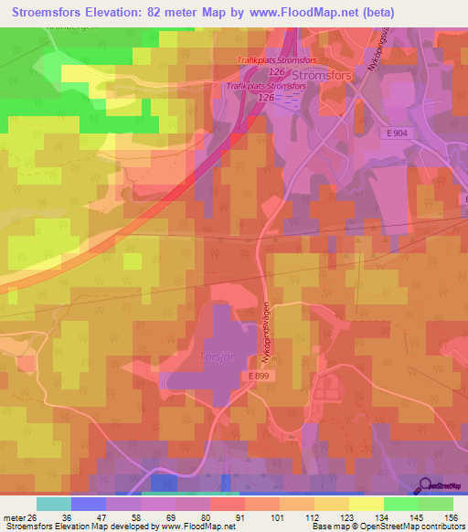 Stroemsfors,Sweden Elevation Map