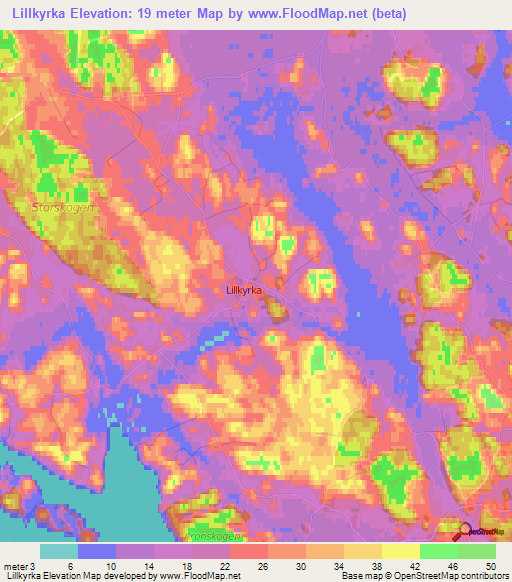 Lillkyrka,Sweden Elevation Map