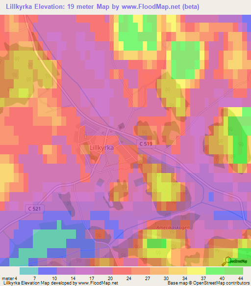 Lillkyrka,Sweden Elevation Map