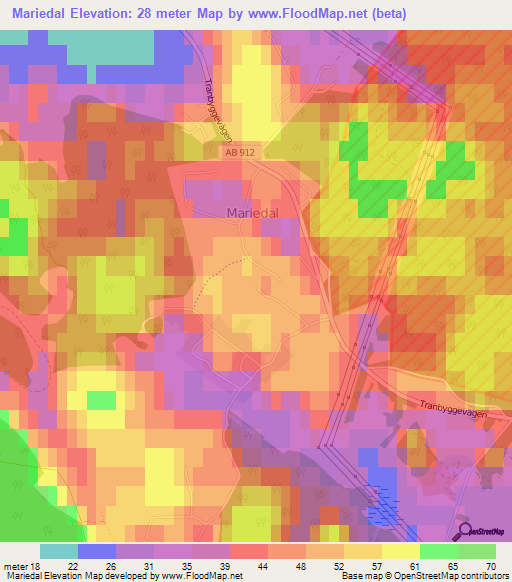 Mariedal,Sweden Elevation Map