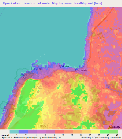 Bjoerkviken,Sweden Elevation Map