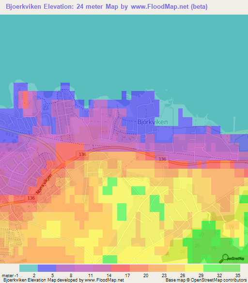 Bjoerkviken,Sweden Elevation Map