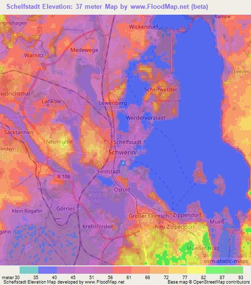 Schelfstadt,Germany Elevation Map